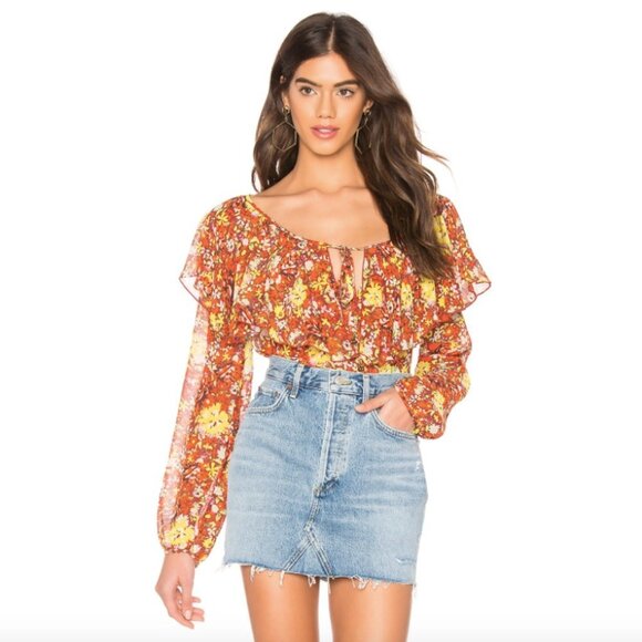 Free People Say It To Me Red Combo Bodysuit M - Picture 1 of 9